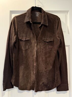 MAJESTIC FILATURES Paris Brown Suede Jacket Label